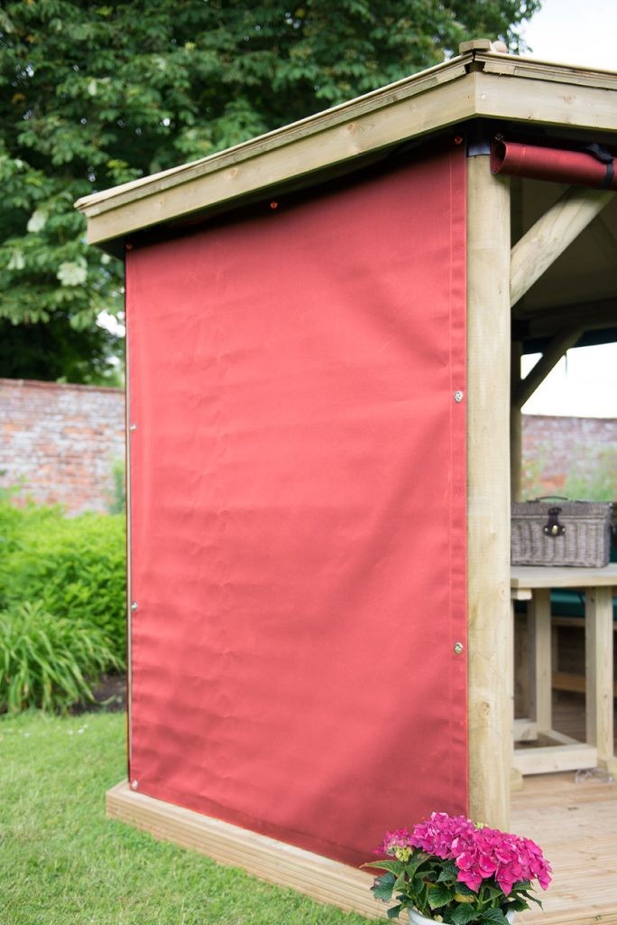 4.7m Hexagonal Wooden Garden Gazebo Curtains - Terracotta